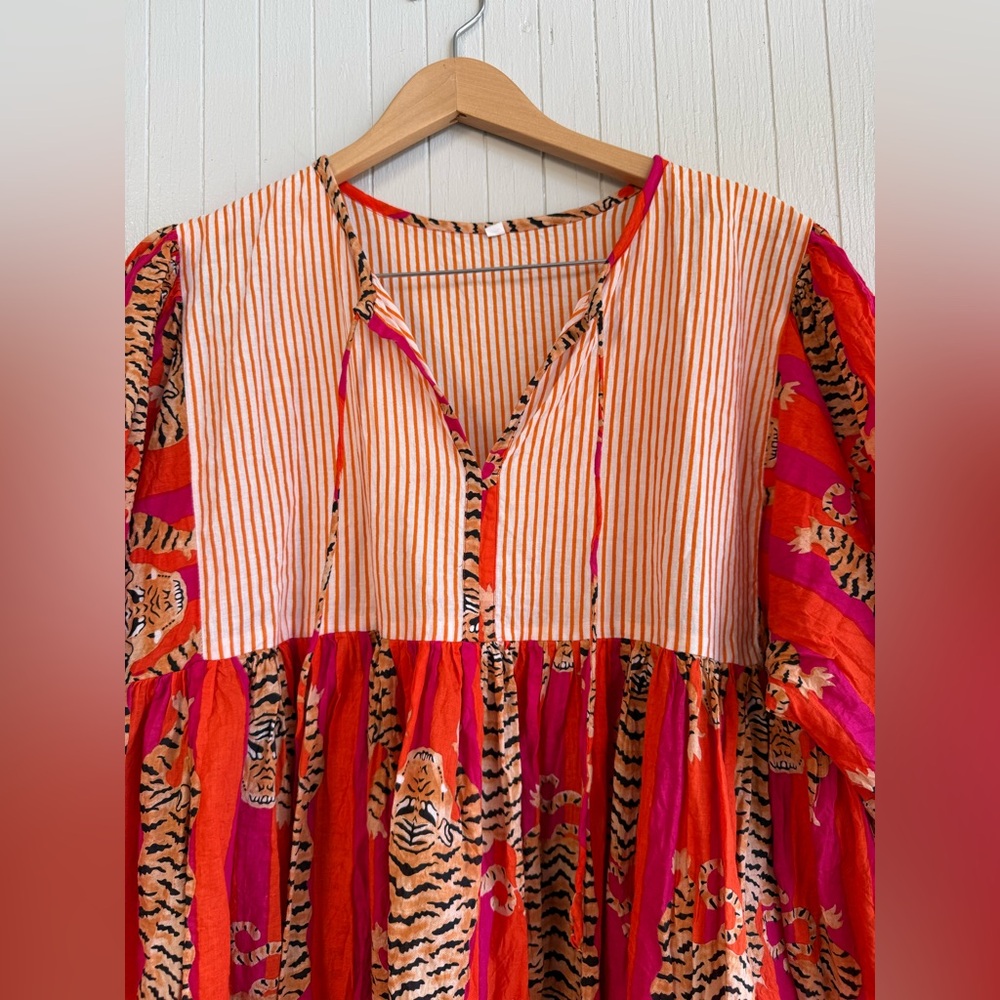 Tiger Stripe Midi Dress - XXL - unbranded